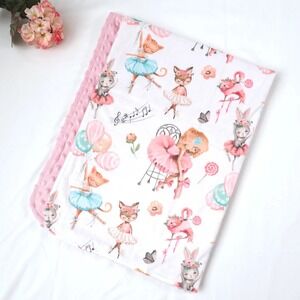 Dancing Ballerinas Baby & Toddler‎ Minky Blanket Pink Honey Lemonade Brand NEW